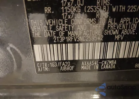 2022 Toyota Rav4 Xle from USA, damaged, VIN 2T3P1RFV3NC259542